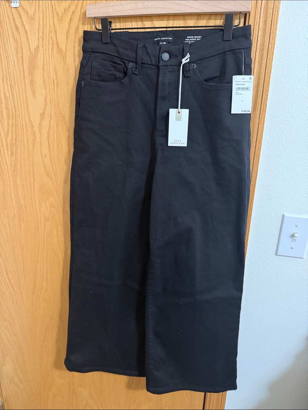 Good American Wide Leg Good Waist Palazzo Crop